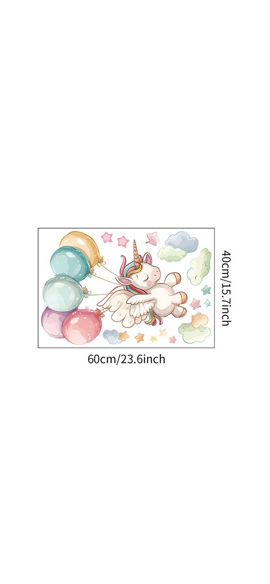 Sticker cameră bebe, Micul unicorn, decor perete şi mobilă, 60x40cm
