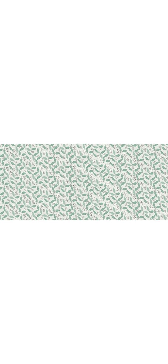 Faţă de masă impermeabilă Bergamo Berit, d-c-fix, albă cu imprimeu frunzuliţe verde pastel, 138 cm lăţime