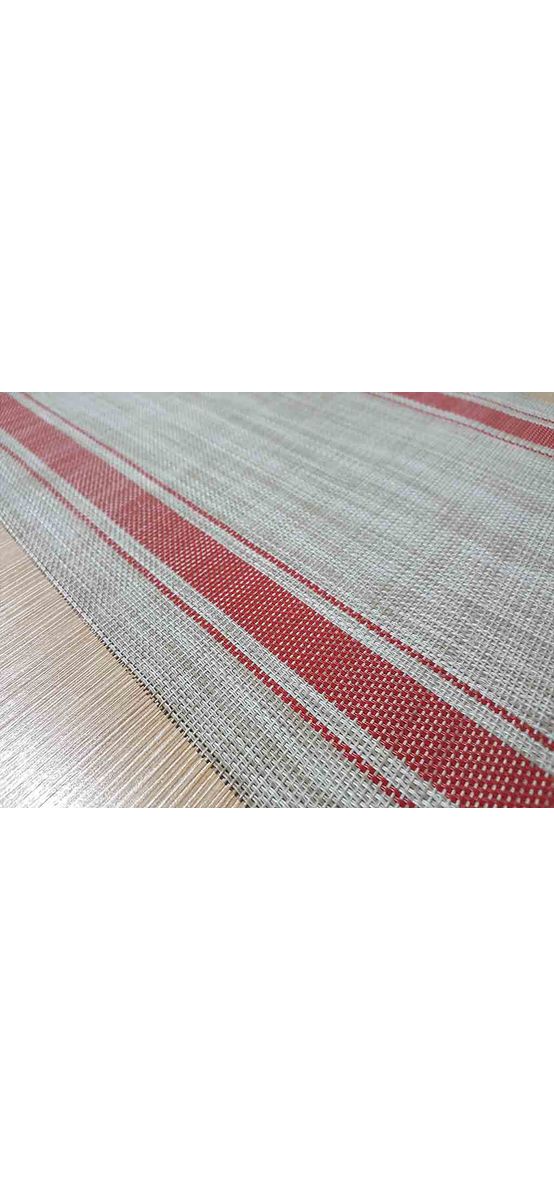 Napron masă Dora, Folina, din pvc gri cu dungi roșii, 30 x 135 cm