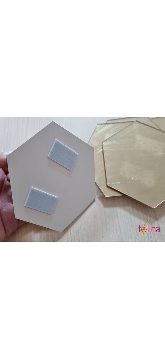 Set 10 stickere oglindă Hexagon, decoraţiune perete din oglindă acrilică aurie