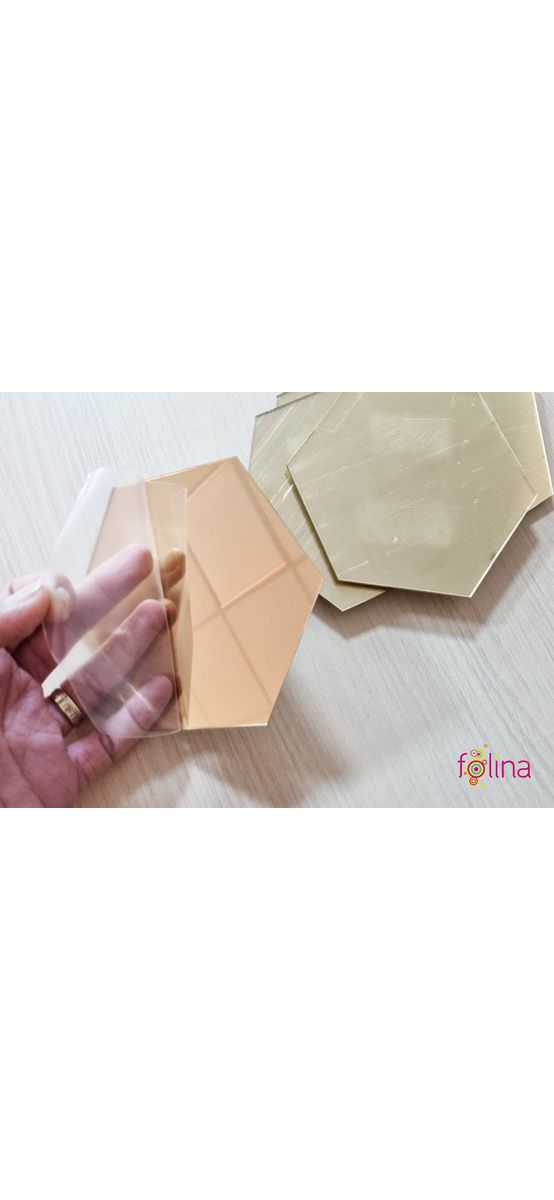 Set 10 stickere oglindă Hexagon, decoraţiune perete din oglindă acrilică aurie