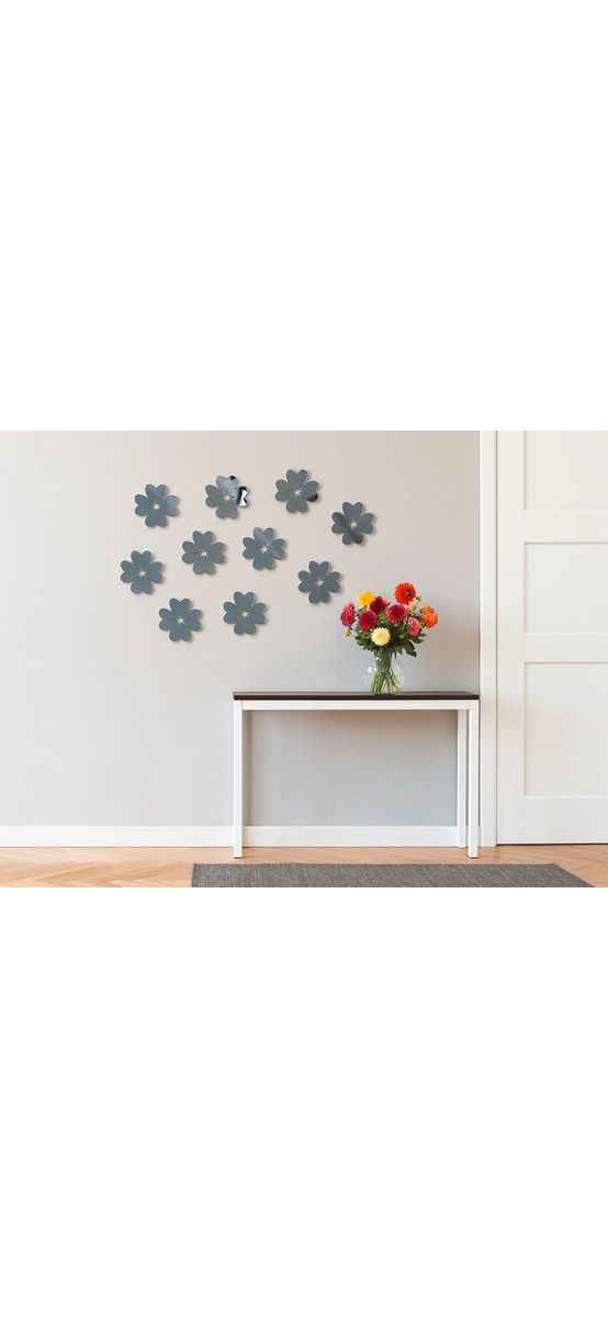 Set 10 stickere oglindă Floare, decorațiuni din oglindă acrilică gri