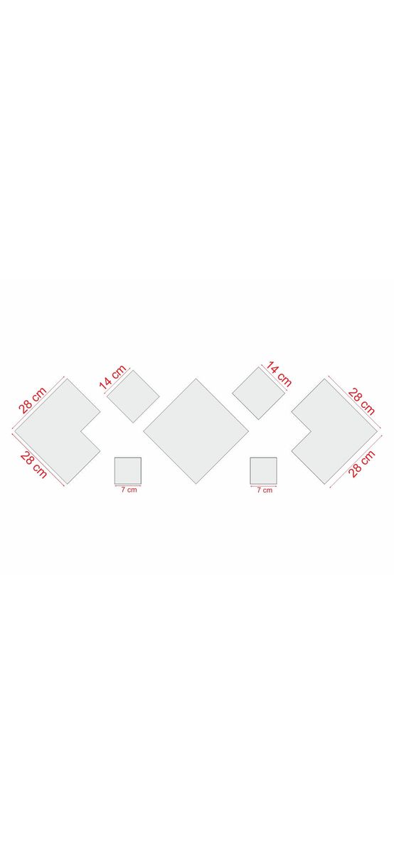 Oglindă decorativă Squares, Folina, culoare argintiu, model din 7 piese