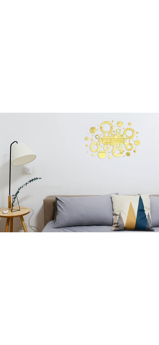 Decoraţiune perete Dante, din oglindă aurie, model geometric