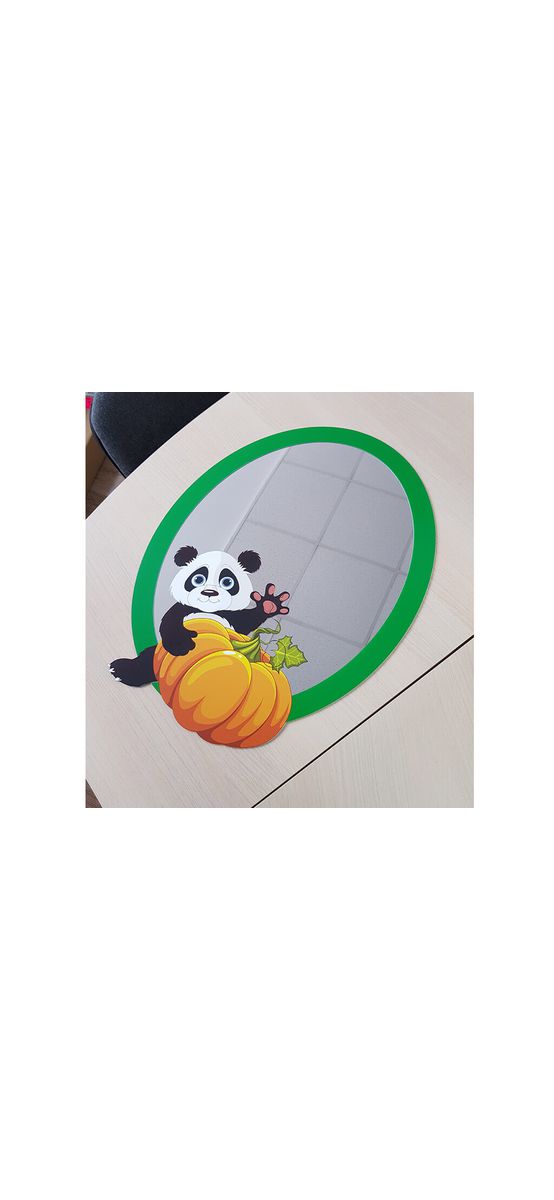 Oglindă decorativă Urs Panda, Folina, oglindă acrilică, ovală, 50 cm