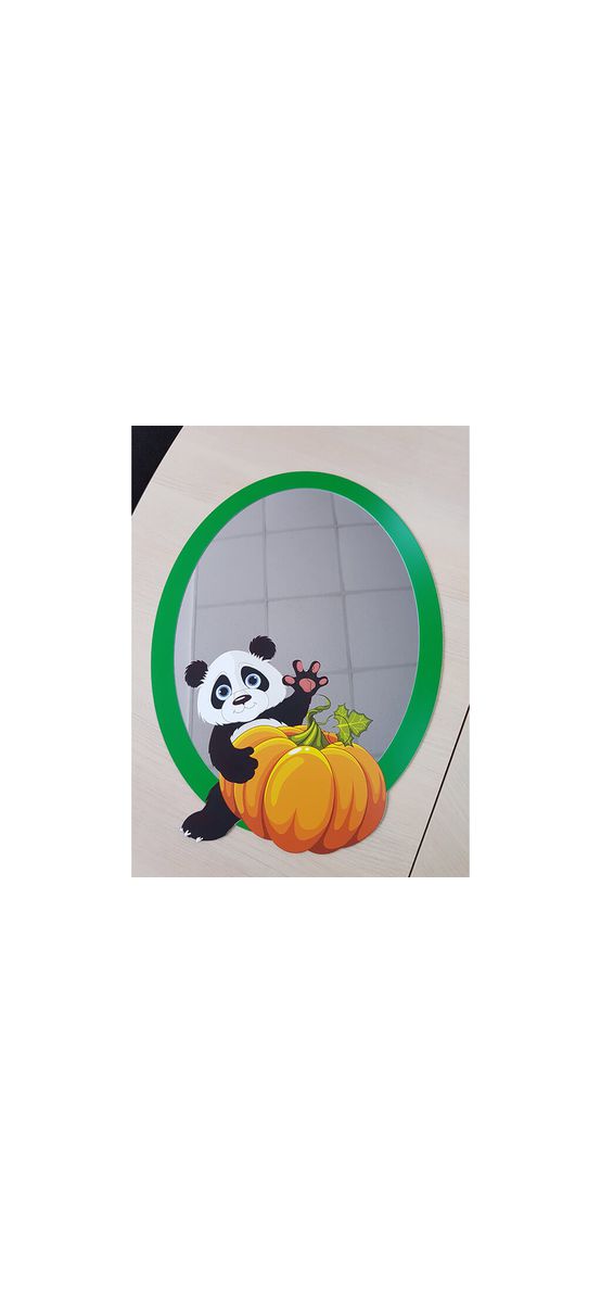 Oglindă decorativă Urs Panda, Folina, oglindă acrilică, ovală, 50 cm