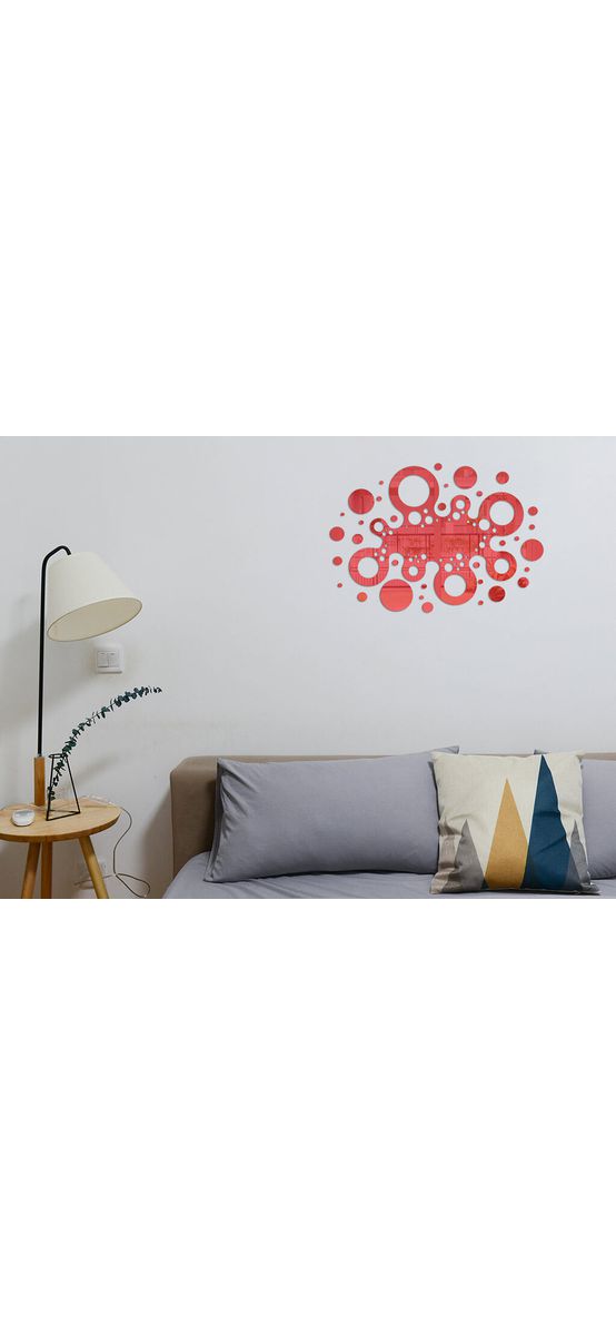 Decoraţiune perete Dante, din oglindă acrilică roşie, model geometric