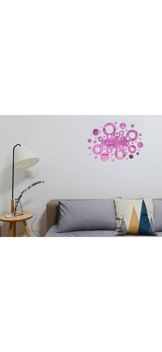 Decoraţiune perete Dante, din oglindă acrilică roz, model geometric
