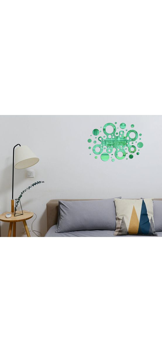 Decoraţiune perete Dante, din oglindă acrilică verde, model geometric