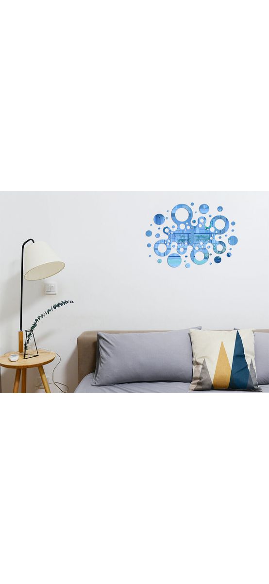 Decoraţiune perete Dante, din oglindă acrilică albastră, model geometric