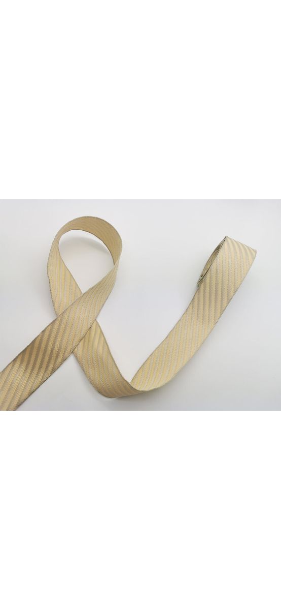 Panglică textilă decorativă, Folina, bej cu dungi oblice, 4 cmx10 metri