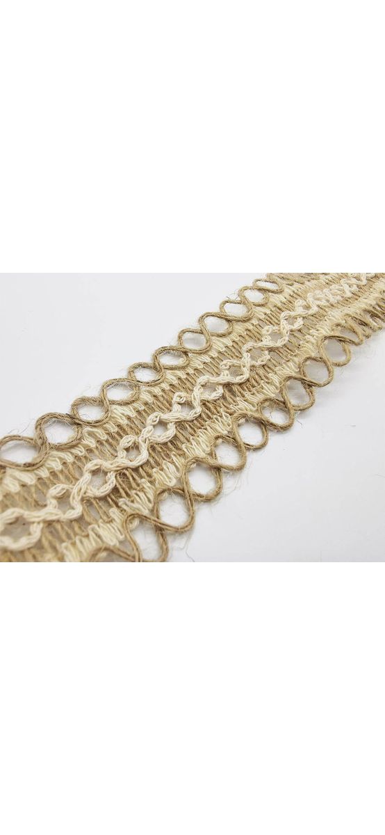 Bandă iută împletită, culoare natur, pentru crafturi şi artizanat, rolă de 4 x190 cm