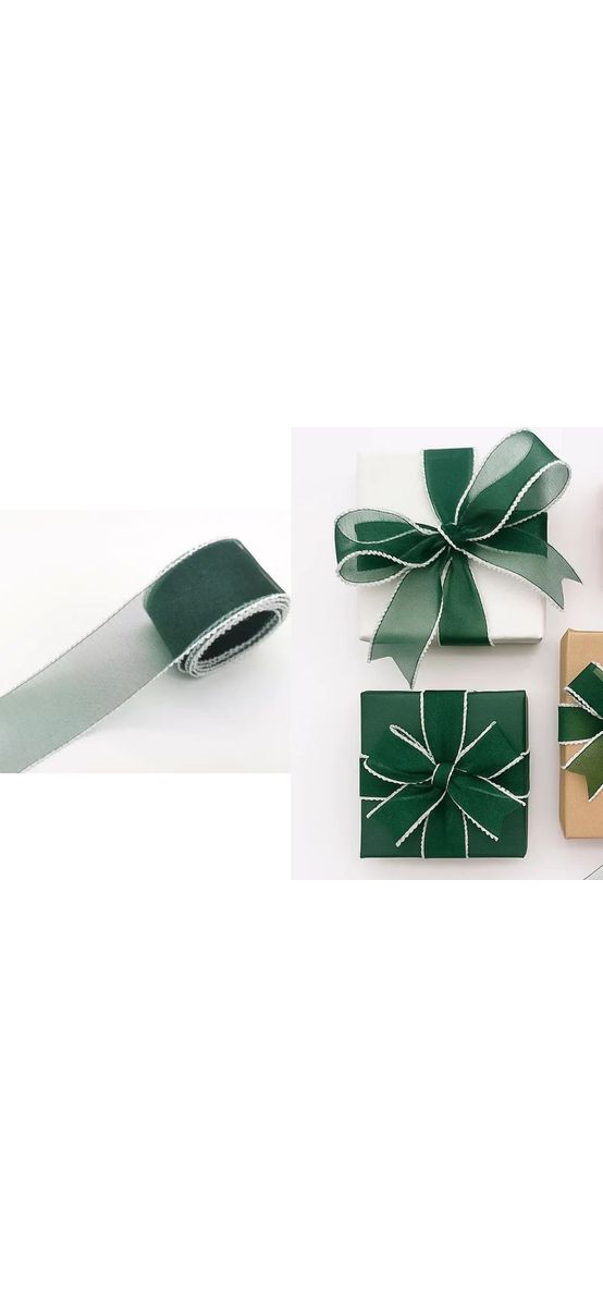 Panglică satin, Folina, verde cu margini albe, rolă de 4 cmx10 metri