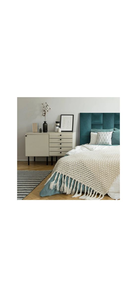 Set 7 panouri decorative tapiţate turcoaz, Mollis M12, formă dreptunghiulară, 30x60cm, cu bandă dublu-adezivă inclusă