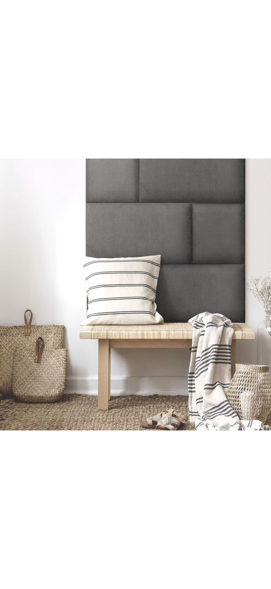 Panou decorativ tapiţat gri, Mollis K11, formă dreptunghiulară, 30x60cm