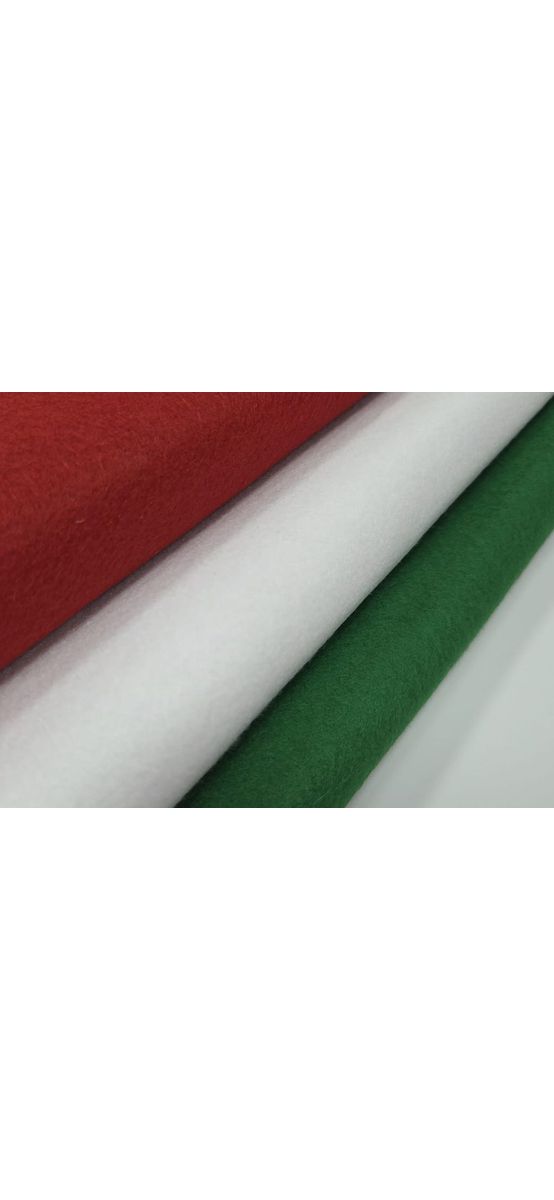 Set 3 role pâslă colorată - alb, roșu, verde -  pentru decorațiuni handmade Crăciun