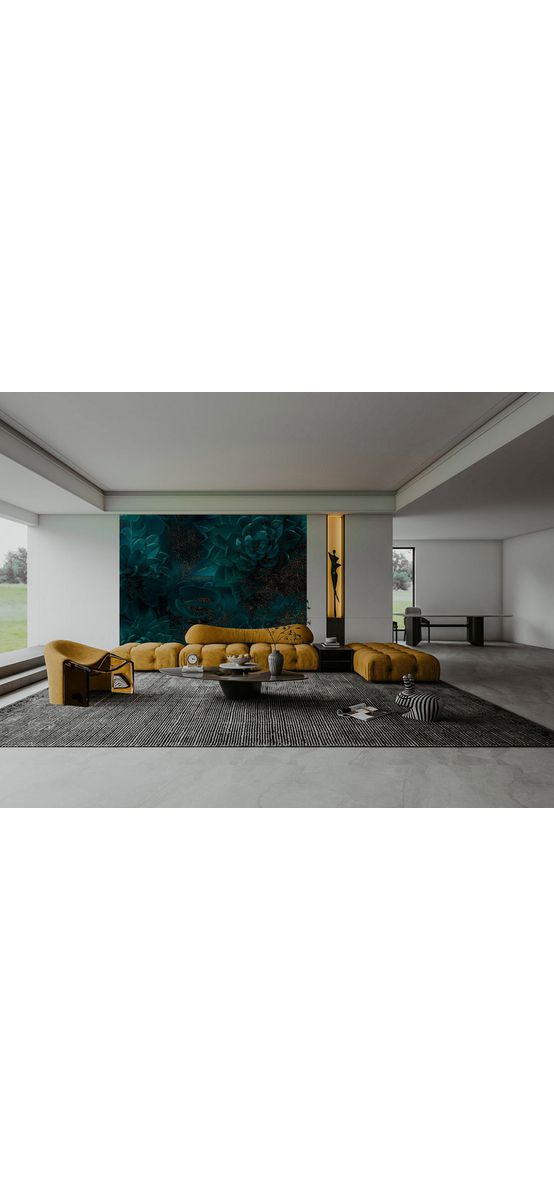 Fototapet floral 3D Ombres, Komar, verde, 400x280 cm