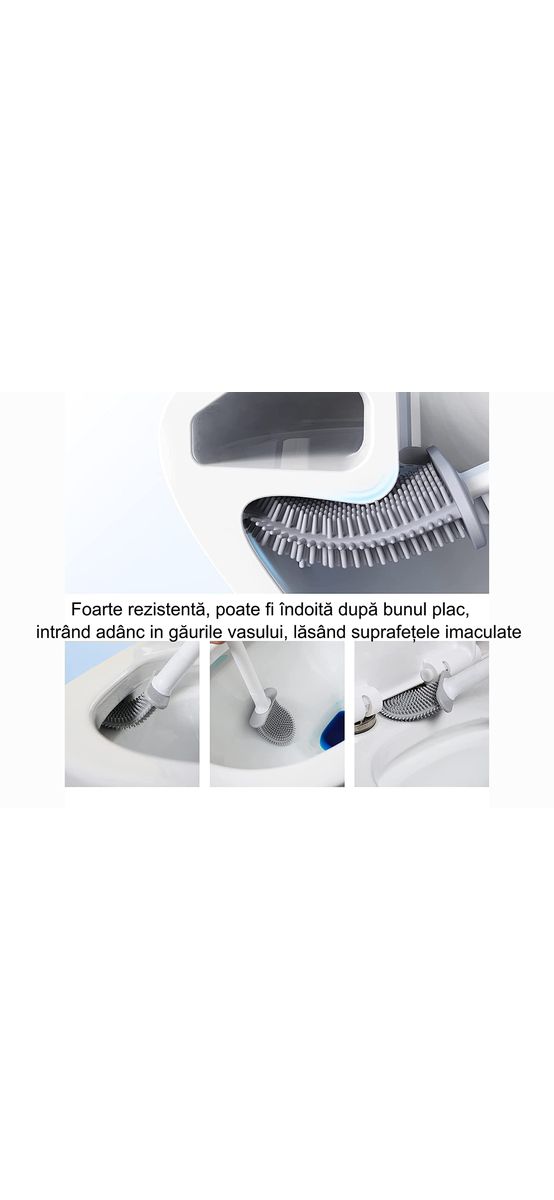 Perie wc din  silicon, cu suport de perete