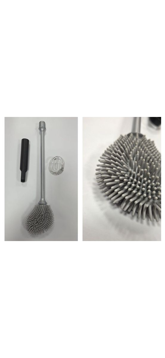 Perie toaletă silicon cu suport tip agățătoare + 6 site parfumate anti-stropire pentru pișoar