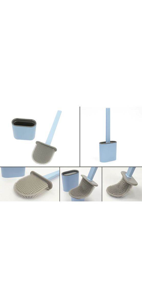 Perie toaletă din silicon cu suport – cap flexibil, ușor de curățat, design modern