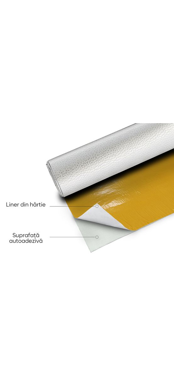 Piele ecologică autoadezivă albă, aspect natural, moale și flexibilă, grosime 0,8 mm, lățime 140 cm
