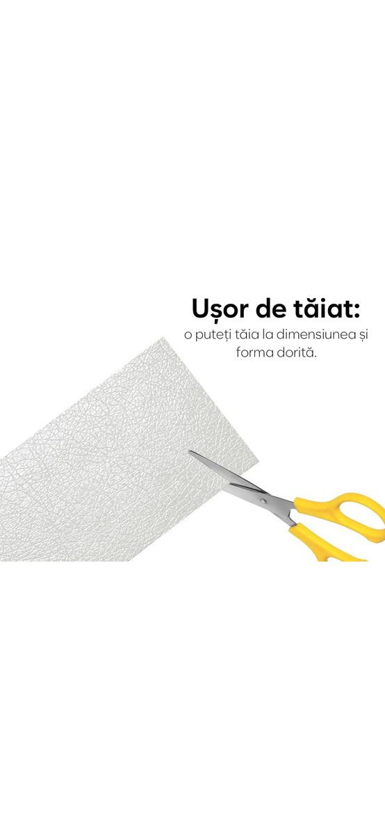 Piele ecologică autoadezivă albă, aspect natural, moale și flexibilă, grosime 0,8 mm, lățime 140 cm