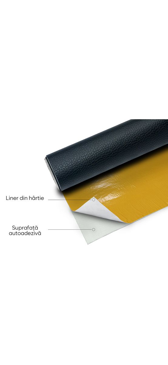 Piele ecologică autoadezivă culoare gri, aspect natural, moale și flexibilă, grosime 0,8 mm, lățime 137 cm