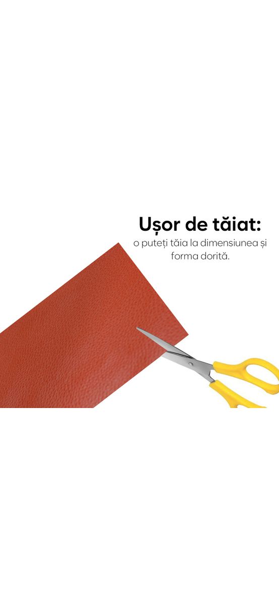 Piele ecologică autoadezivă culoare portocaliu cărămiziu, aspect natural, moale și flexibilă, grosime 0,8 mm, lățime 137 cm