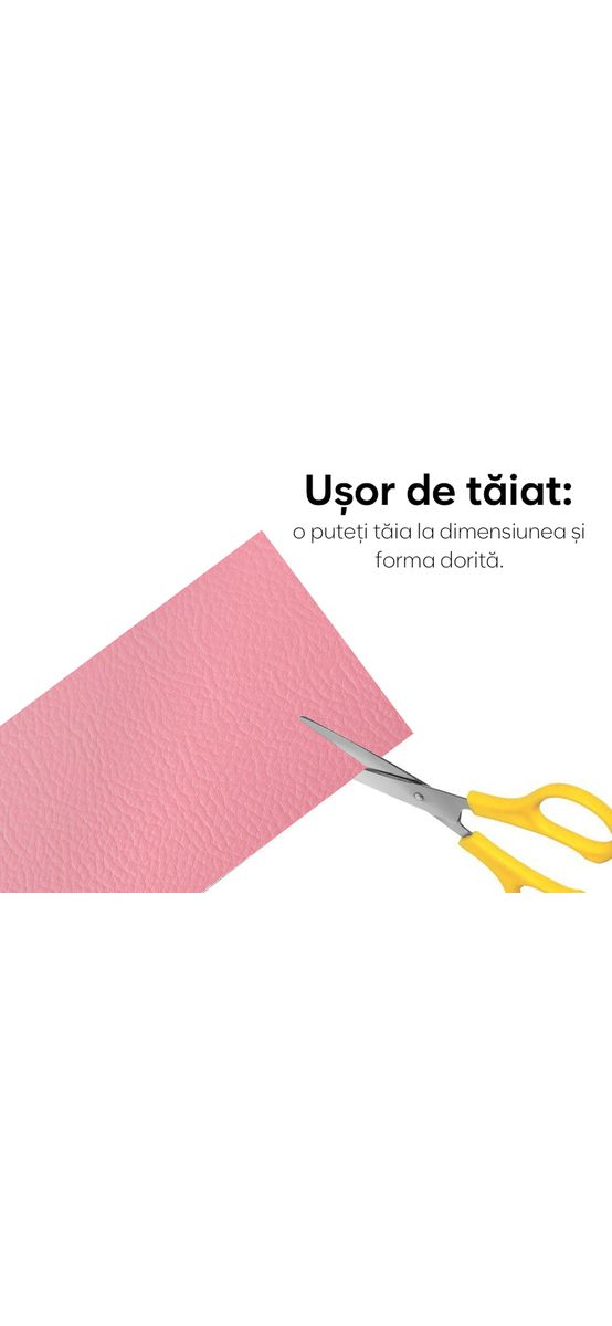 Piele ecologică autoadezivă culoare roz bombon, aspect natural, moale și flexibilă, grosime 0,8 mm, lățime 137 cm