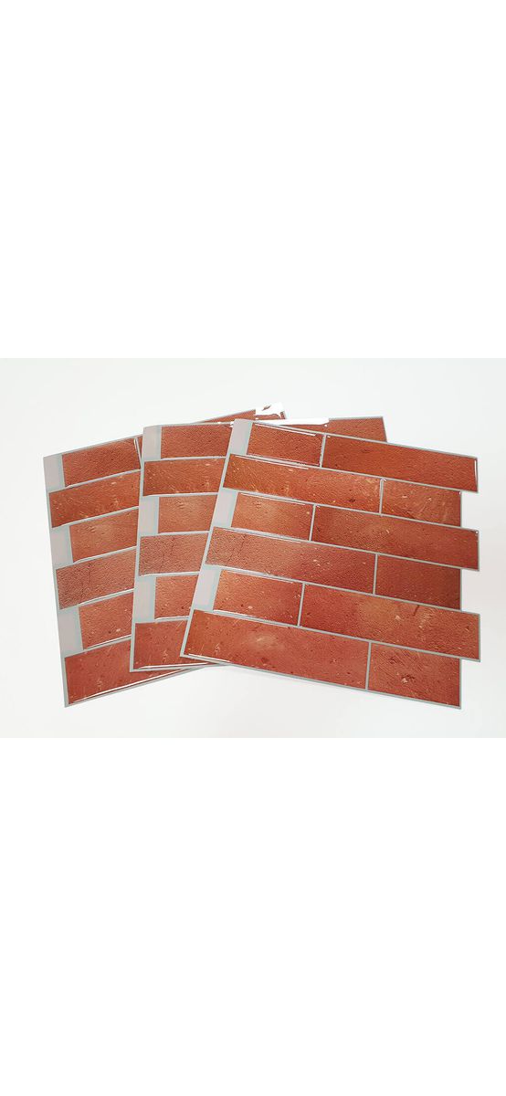 Faianţă autoadezivă 3D Smart Tiles, Folina, cărămidă maro - set 10 bucăţi