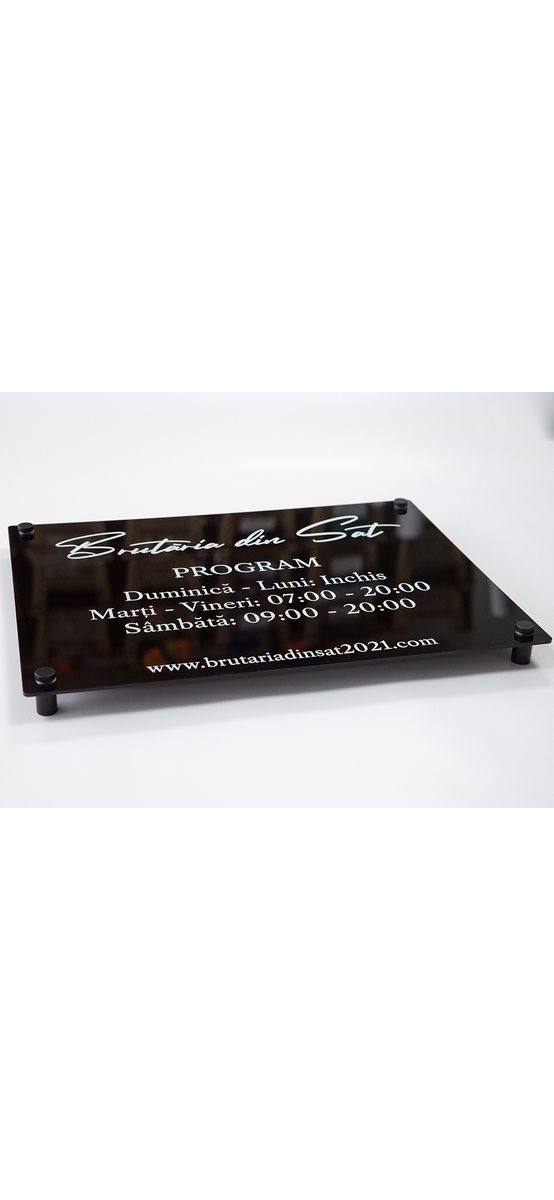 Plăcuță personalizată la comandă cu adresa sau afacerea ta cu logo, text sau grafică, printare UV, distanțiere incluse