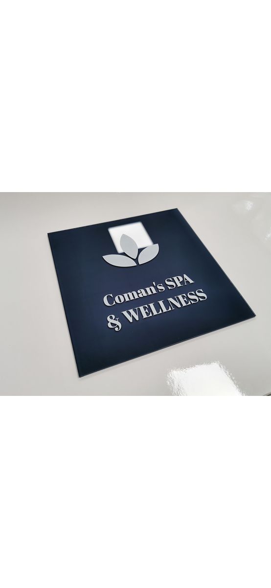 Plăcuță personalizată la comandă cu adresa sau afacerea ta cu logo, text sau grafică, printare UV, distanțiere incluse