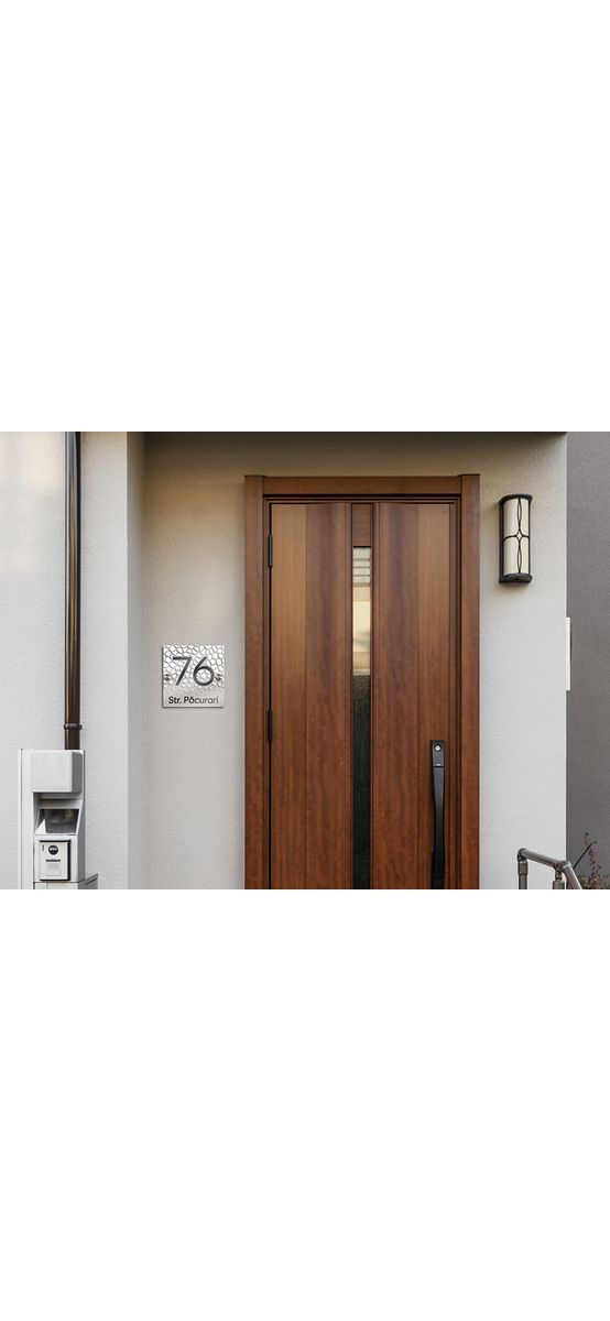 Plăcuță personalizată la comandă, model mozaic, printare UV, distanțiere incluse
