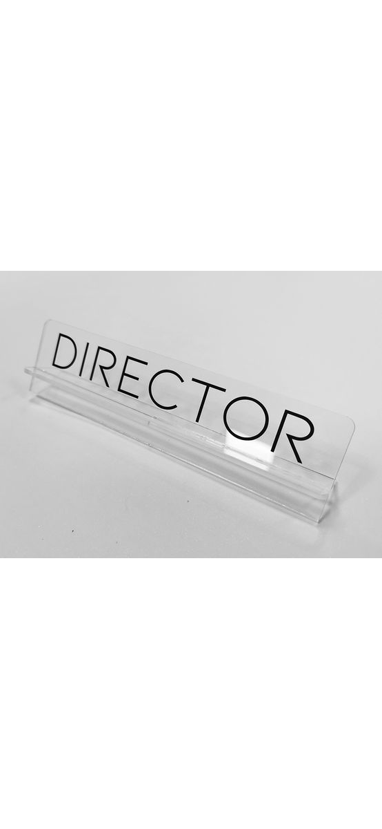 Plăcuță pentru birou, model din acril transparent cu text personalizat, 20x5 cm