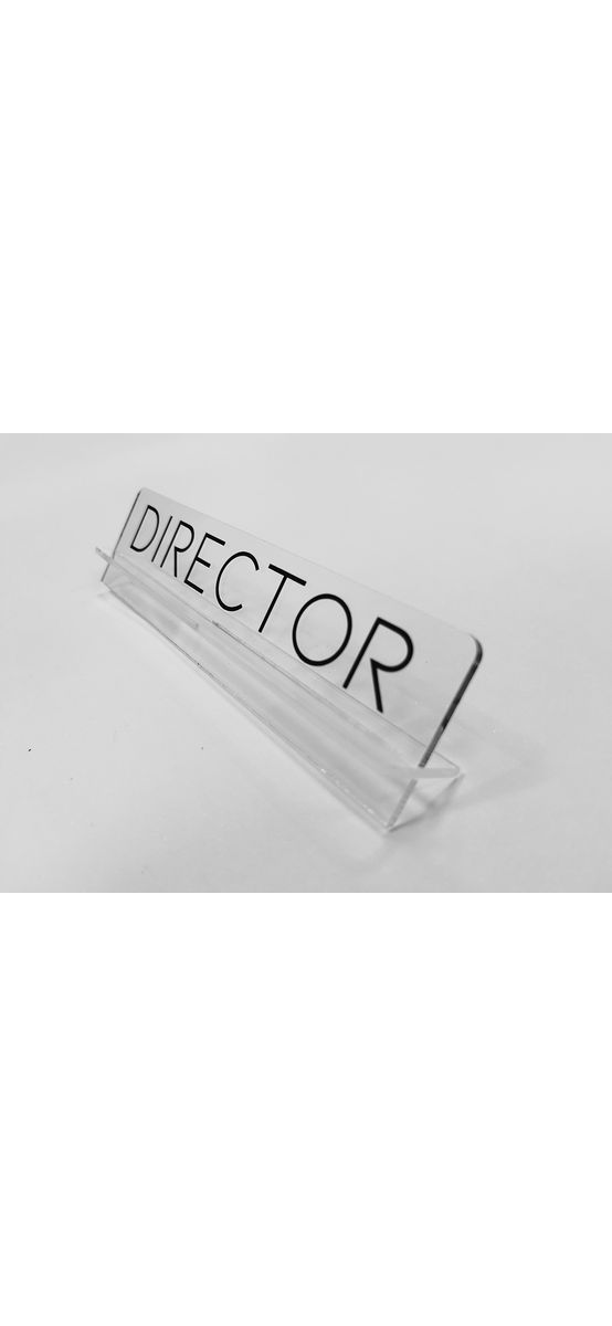 Plăcuță pentru birou, model din acril transparent cu text personalizat, 20x5 cm