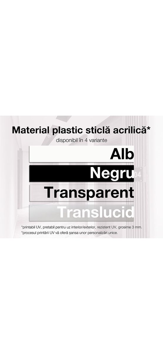 Plăcuță personalizată cu număr și adresă în două straturi, model modern printat UV, text personalizat, 25x10 cm