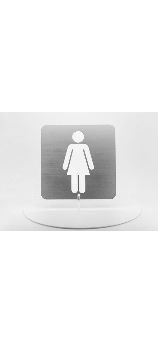 Plăcuță indicatoare toaletă femei, decupată în bond, 10x10 cm