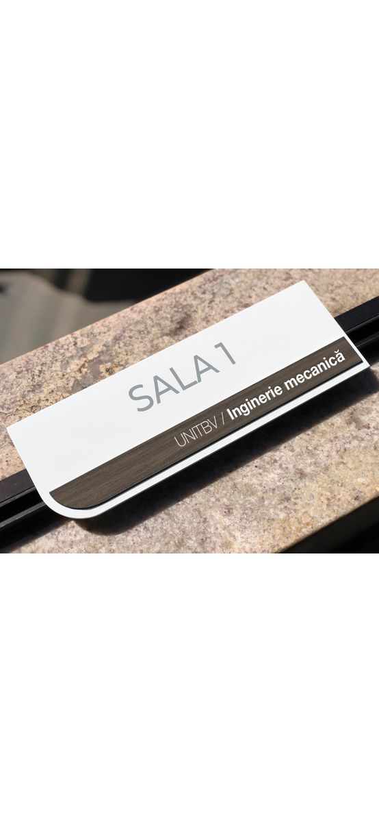Placuță modernă personalizată cu print UV ideală pentru firme, birouri, spații comerciale sau instituții, 30x12 cm
