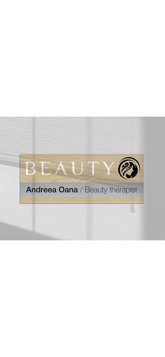 Plăcuță nature personalizată cu print UV ideală pentru firme, birouri, spații comerciale sau instituții, diverse combinații de culori, 25x12 cm