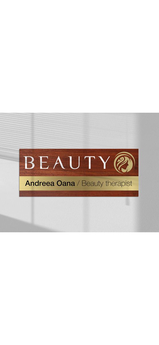 Plăcuță nature personalizată cu print UV ideală pentru firme, birouri, spații comerciale sau instituții, diverse combinații de culori, 25x12 cm