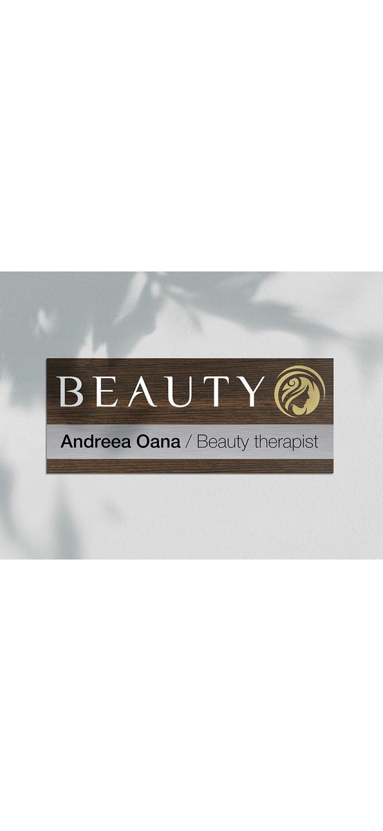 Plăcuță nature personalizată cu print UV ideală pentru firme, birouri, spații comerciale sau instituții, diverse combinații de culori, 25x12 cm