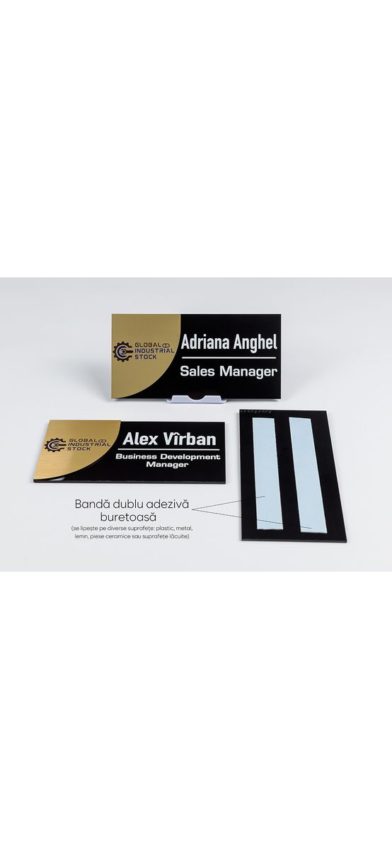 Plăcuță personalizată cu print UV pentru birouri, spații comerciale, firme și instituții, distanțiere incluse
