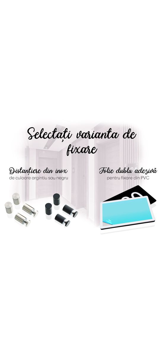 Plăcuță personalizată din două straturi cu print UV pentru birouri, spații comerciale, firme și instituții, distanțiere incluse