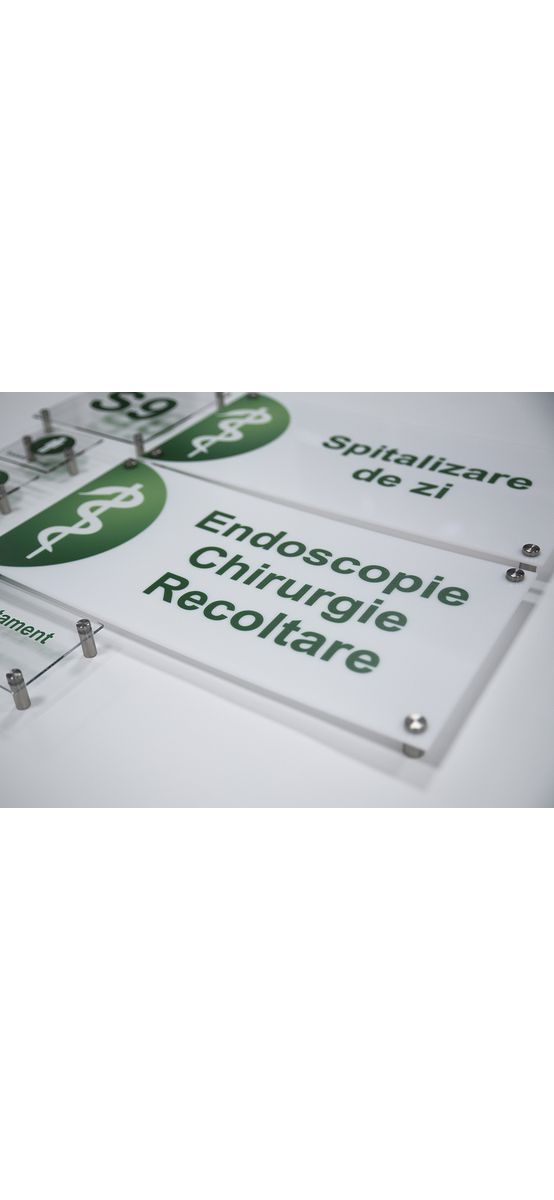 Plăcuță personalizată la comandă cu adresa sau afacerea ta cu logo, text sau grafică, printare UV, distanțiere incluse
