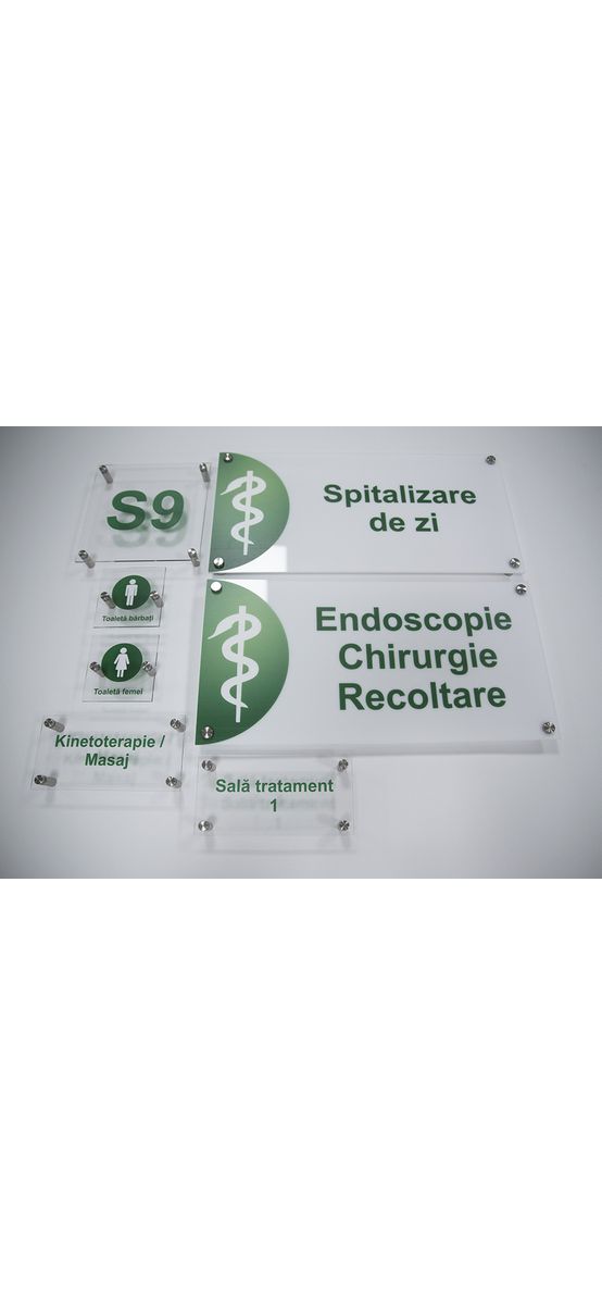 Plăcuță personalizată la comandă cu adresa sau afacerea ta cu logo, text sau grafică, printare UV, distanțiere incluse