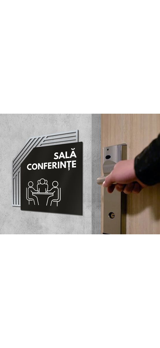 Plăcuță personalizată cu print UV ideală pentru firme, birouri, unități de cazare sau instituții