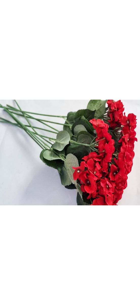 Buchet flori artificiale roşii, 3 fire, 60 cm înălţime