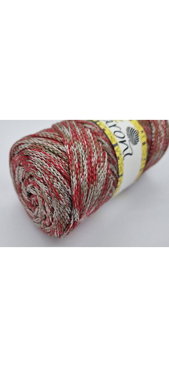 PP Macrame XL, şnur colorat, melanj roşu şi gri