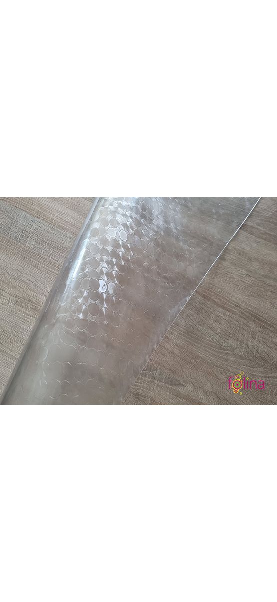 Folie protecţie blat mobilă, transparentă cu model cercuri, fără adeziv, 1.5 mm grosime, rolă de 100x240 cm