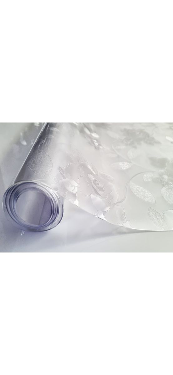 Folie protecţie blat mobilă, transparentă cu model floral, trandafiri, fără adeziv, 1.5 mm grosime, 100 cm lăţime